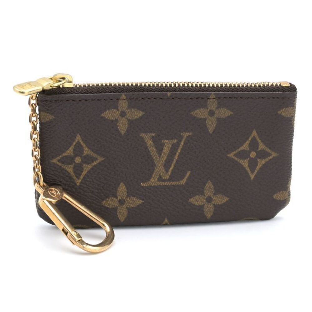 Louis Vuitton Pochette Monogram Coin Wallet Pouch Canvas Leather Brown